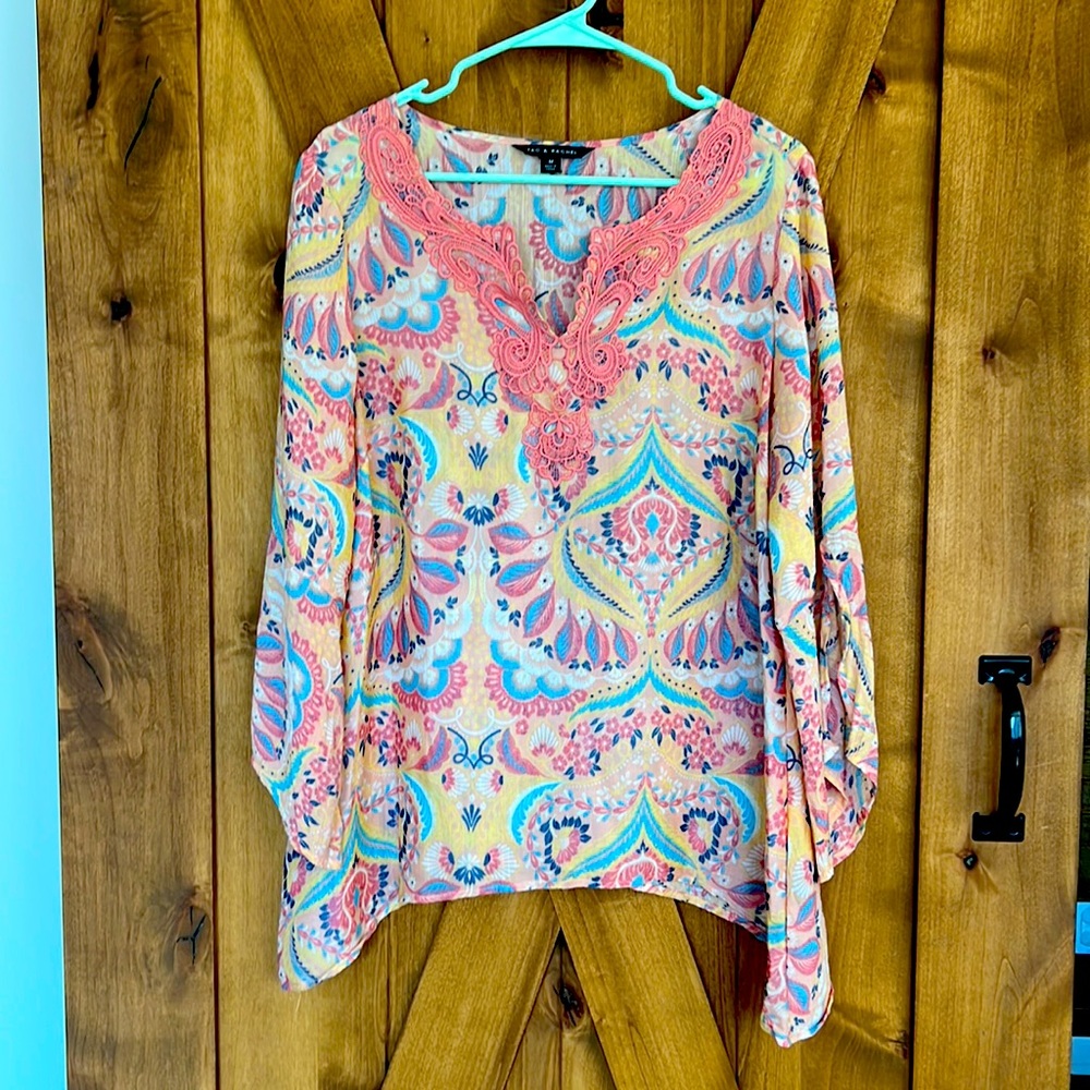 Beautiful Indian inspired 3/4 sleeve top. Multicolored and very flowy